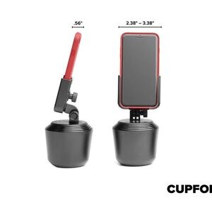 Cupholder Phone Mount Car Holder - Black with Red Phone Accents